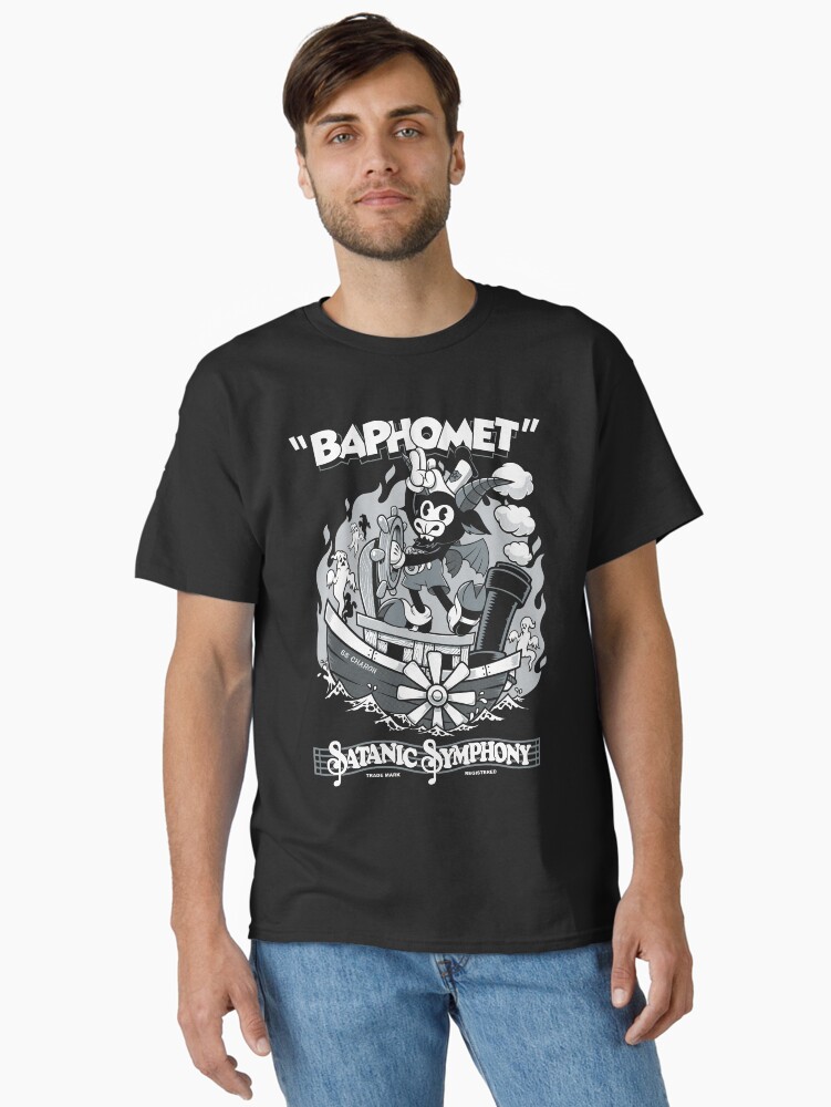 Thumbnail 1 of 7, Classic T-Shirt, Vintage Cartoon Baphomet - Steamboat Baphy - Occult - Satanic Symphony designed and sold by Nemons.