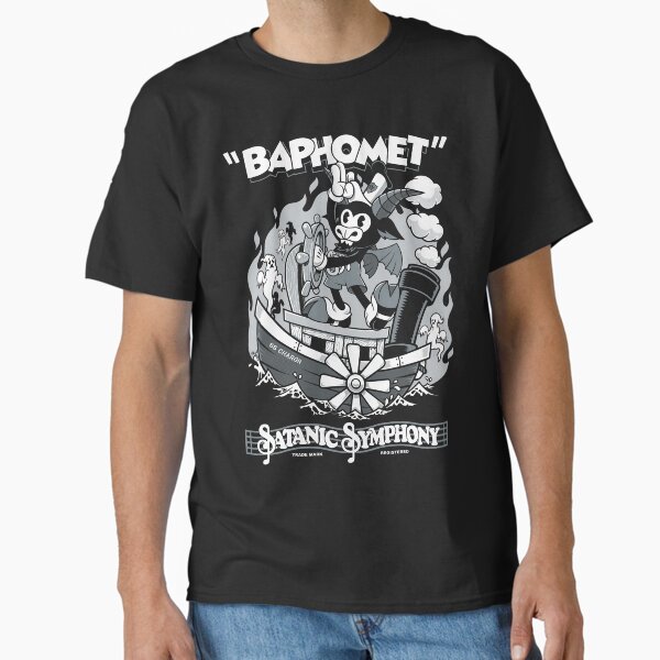 Vista previa del artículo con la obra «Dibujo animado vintage de Baphomet - Baphomet en barco de vapor - Ocultismo - Sinfonía satánica», diseñado y vendido por Nemons.