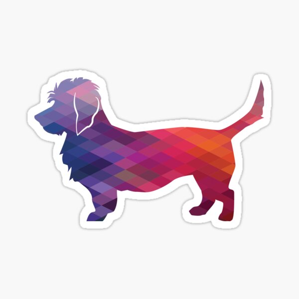 Dandie Dinmont Terrier Dog Breed Silhouette Geometric Pattern in Purple Sticker