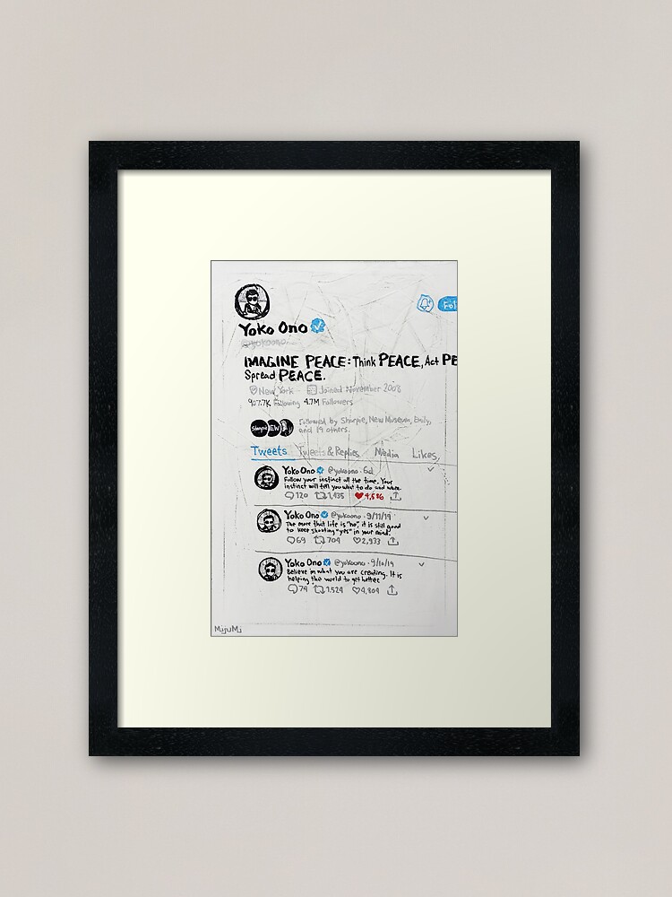 Alternate view of Three Consecutive Tweets by Yoko Ono Framed Art Print