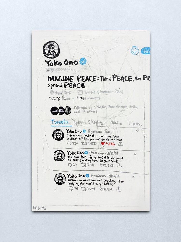 Alternate view of Three Consecutive Tweets by Yoko Ono Metal Print