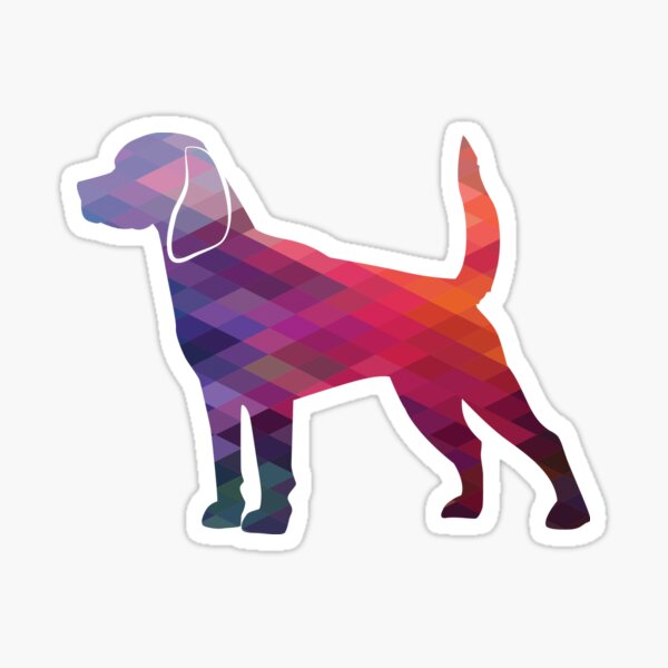 Beagle Dog Breed Silhouette Filled with Geometric Pattern in Purple Sticker