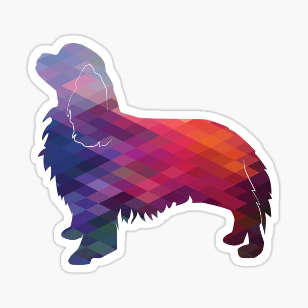 Cavalier King Charles Spaniel Dog Breed Silhouette Geometric Pattern in Purple Sticker