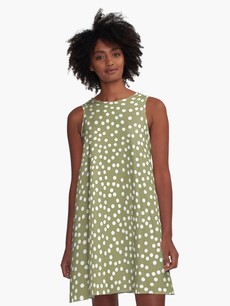 Olive green polka dot dress hotsell