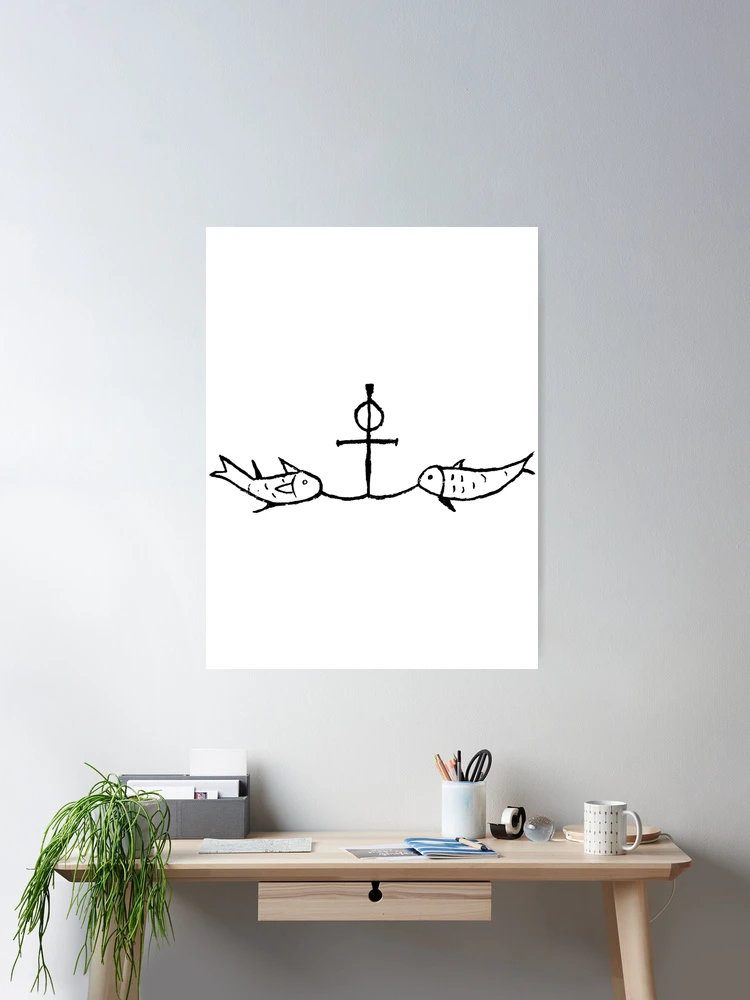 anchor cross with fishing pole Fish on an Anchor/Cross - Light Background