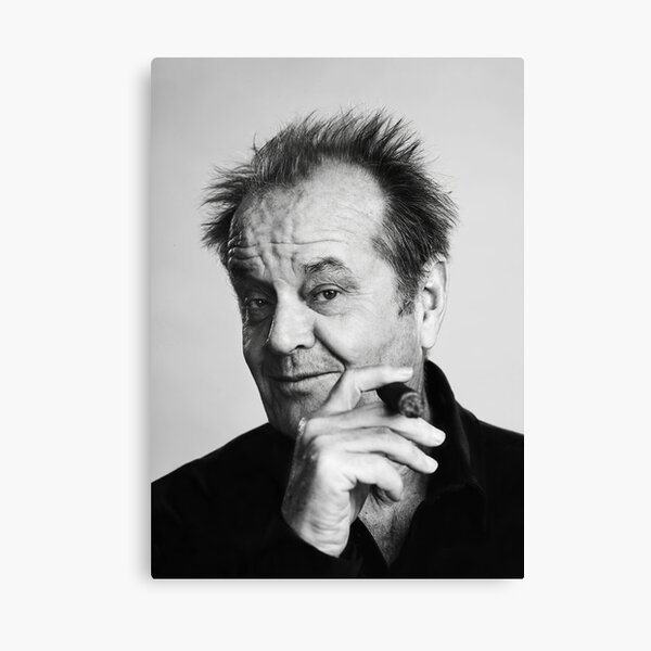 Jack Nicholson, Cigar, Black and White Photography Canvas Print