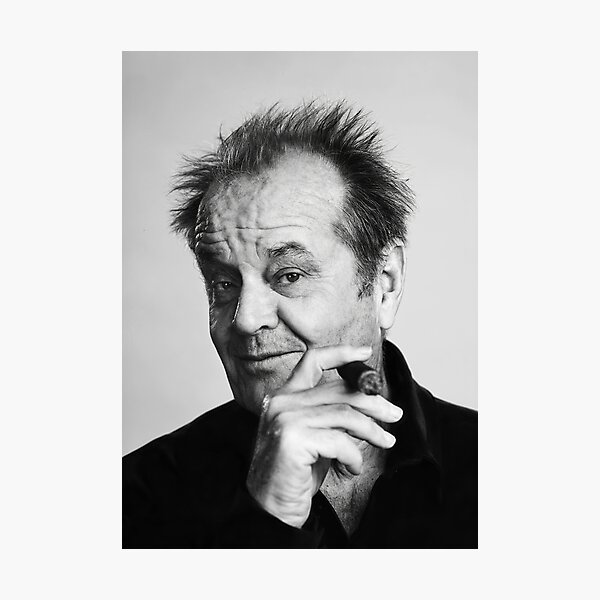 Jack Nicholson, Cigar, Black and White Photography Photographic Print