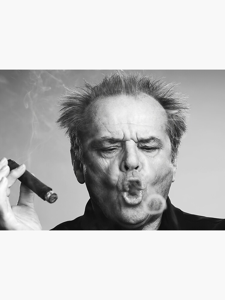Jack Nicholson, Cigar, Smoke Rings, Black and White Photography by modernretro