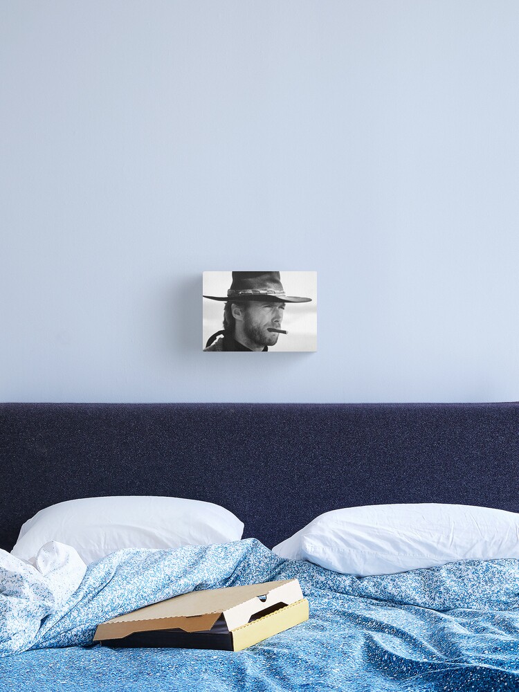 Clint Eastwood Zigarre Schwarzweissfotografie Leinwanddruck Von Modernretro Redbubble