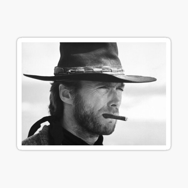 Clint Eastwood, Cigar, Photographie noir et blanc Sticker