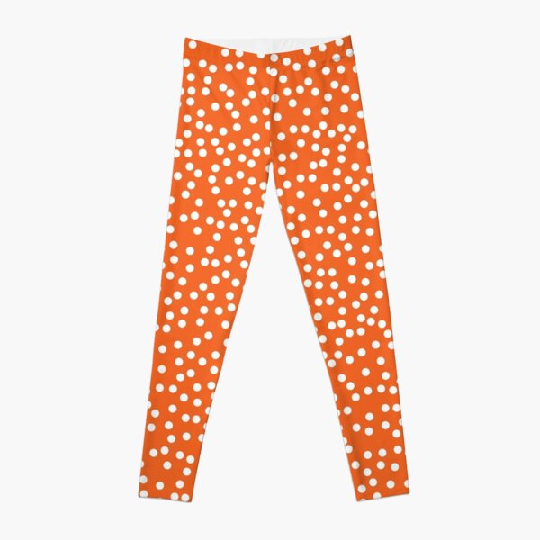 Elegant Persimmon and White Polka Dots Leggings