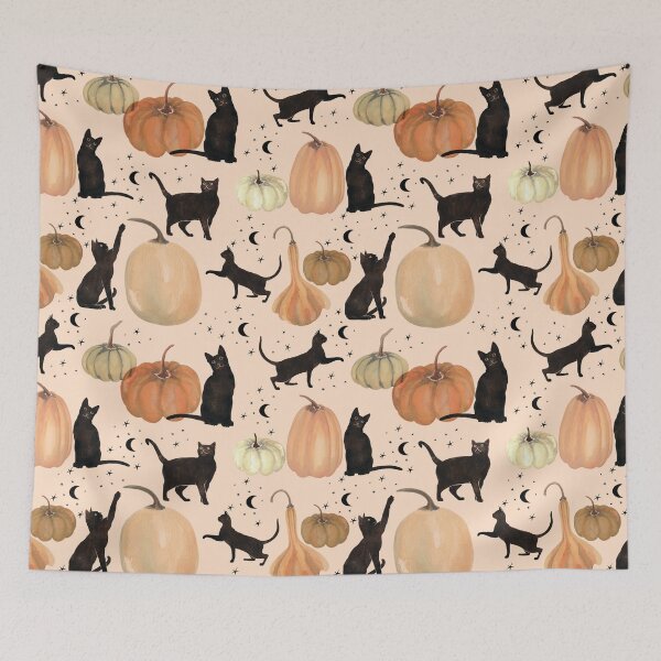 Item preview, Black Cats Pumpkin Patch Fall Halloween Pattern designed and sold by Eleanor Rhinehart.