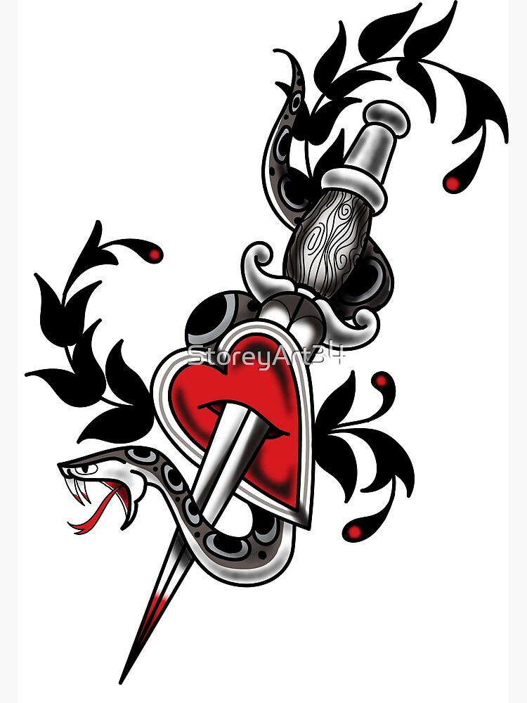 Snake and Dagger Old School Tattoo Design Snake and Dagger Old School Tattoo Design