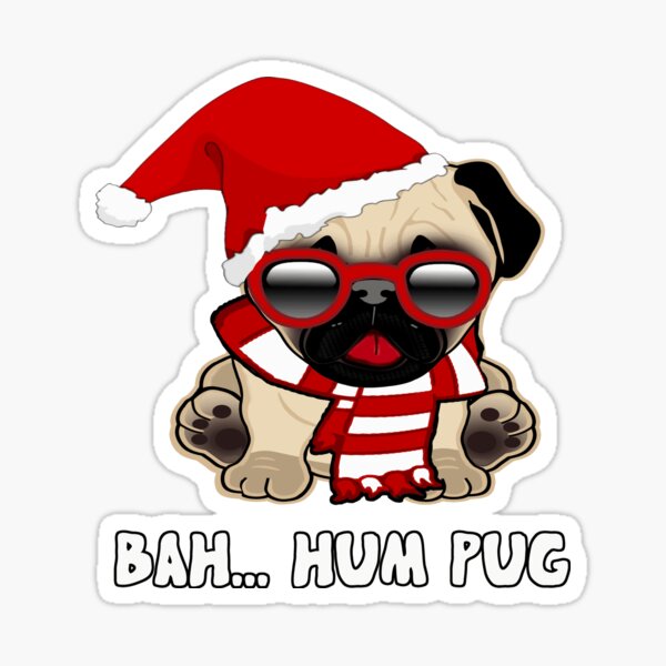 4in1 Pug Dog In Santa Hat Ornament In Christmas Sticker - Temu