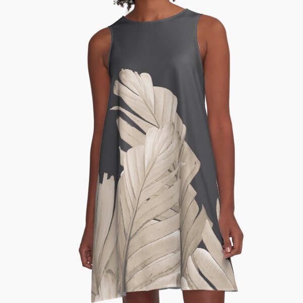 Sepia Banana Leaves Dream #3 #foliage #decor #art A-Line Dress