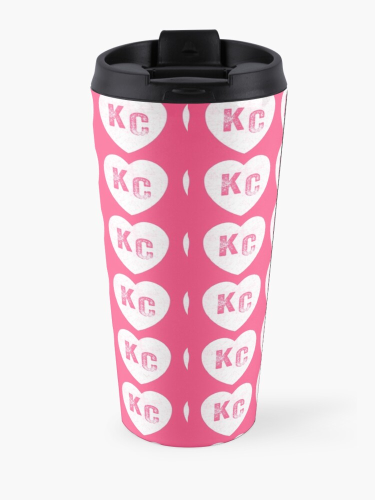 Alternate view of Pink Kansas City KC Heart Collection I Love Kc Hearts KC Face mask Kansas City facemask Travel Mug