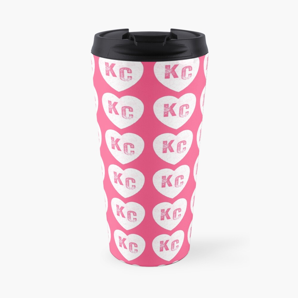 Pink Kansas City KC Heart Collection I Love Kc Hearts KC Face mask Kansas City facemask Travel Mug