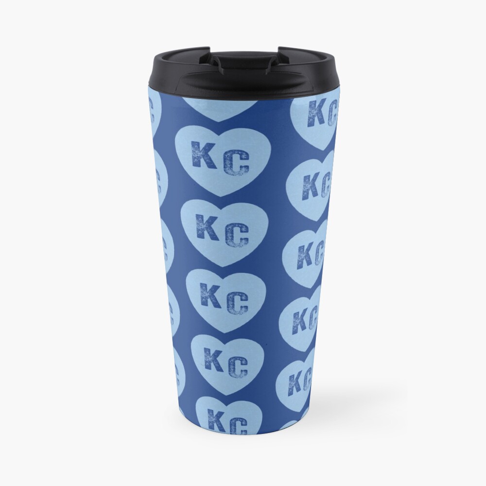Baby Blue KC Heart Kansas City Hearts I Love Kc heart Kansas city KC Face mask Kansas City facemask Travel Mug