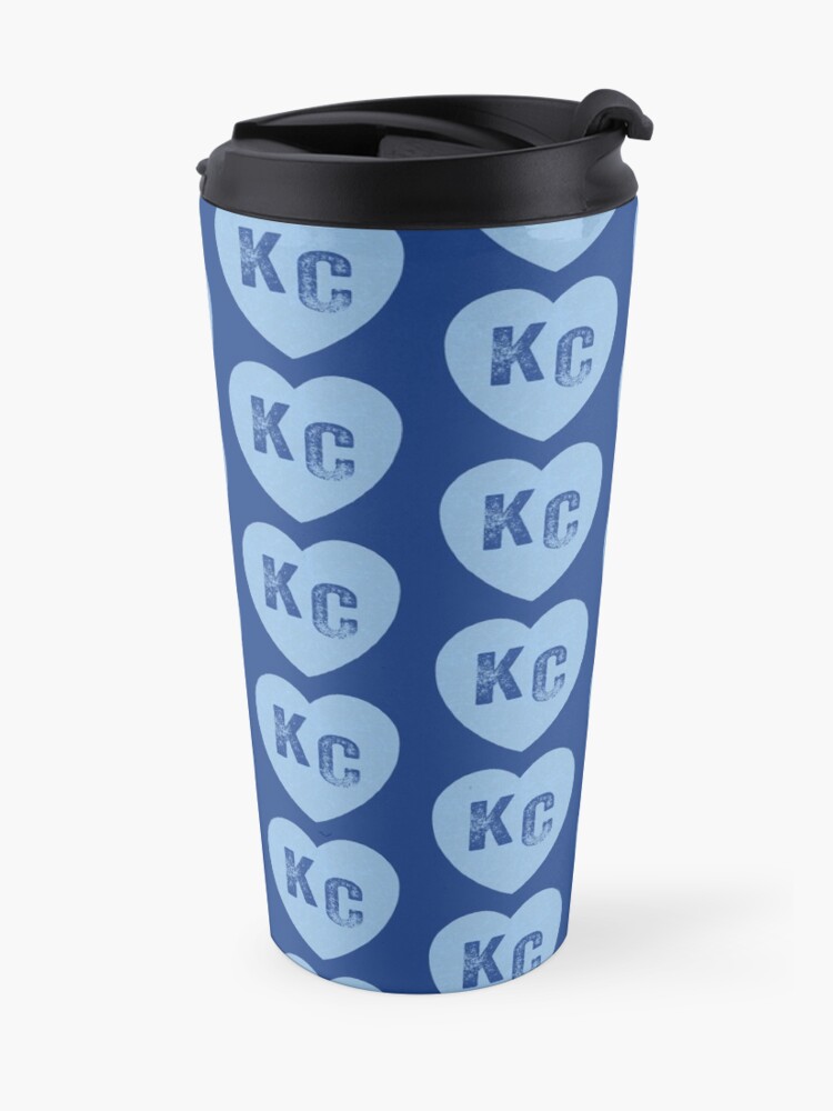 Alternate view of Baby Blue KC Heart Kansas City Hearts I Love Kc heart Kansas city KC Face mask Kansas City facemask Travel Mug