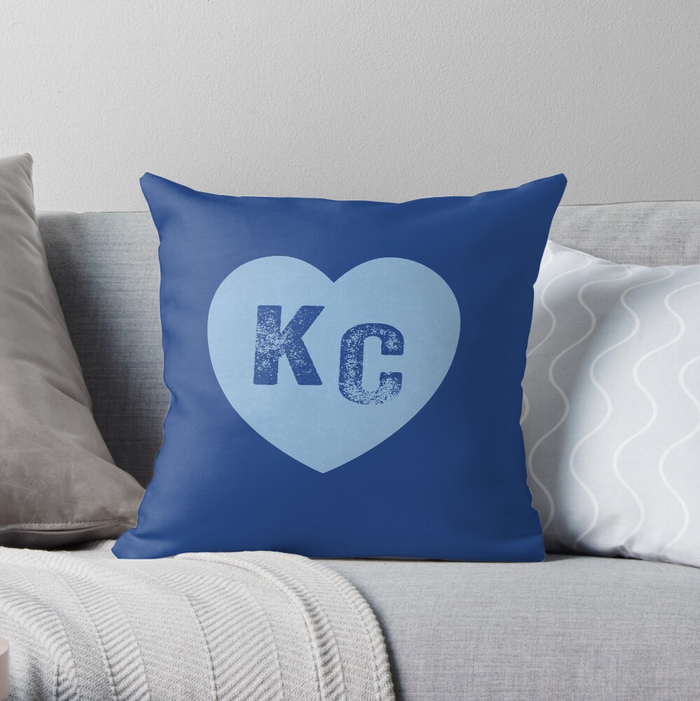 Baby Blue KC Heart Kansas City Hearts I Love Kc heart Kansas city KC Face mask Kansas City facemask Throw Pillow