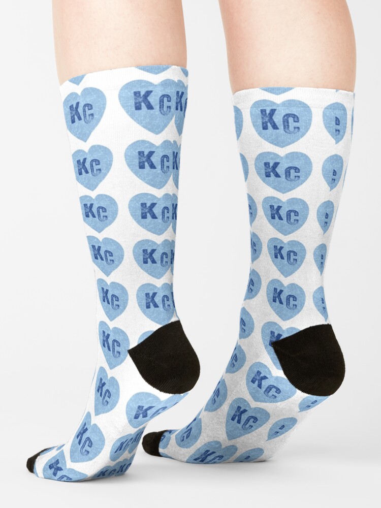 Alternate view of Baby Blue KC Heart Kansas City Hearts I Love Kc heart Kansas city KC Face mask Kansas City facemask Socks