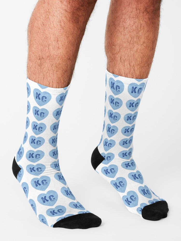 Alternate view of Baby Blue KC Heart Kansas City Hearts I Love Kc heart Kansas city KC Face mask Kansas City facemask Socks