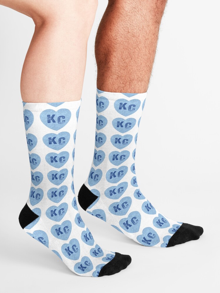 Alternate view of Baby Blue KC Heart Kansas City Hearts I Love Kc heart Kansas city KC Face mask Kansas City facemask Socks