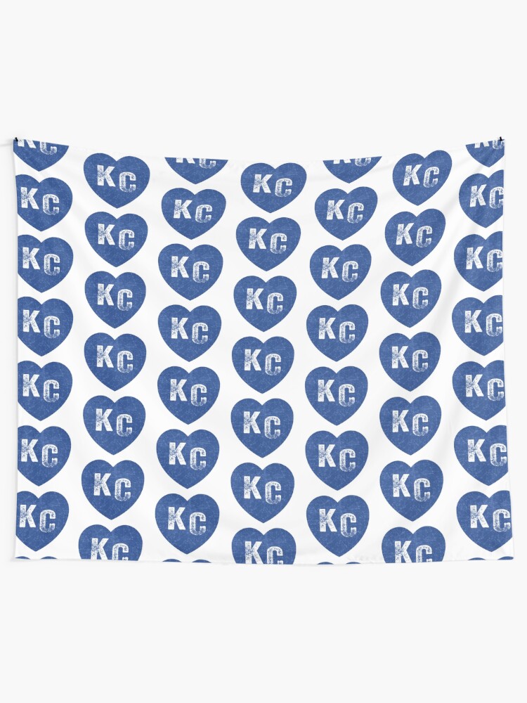 Alternate view of Royal Blue KC Blue Heart Kansas City Hearts I Love Kc heart Kansas city KC Face mask Kansas City facemask Tapestry