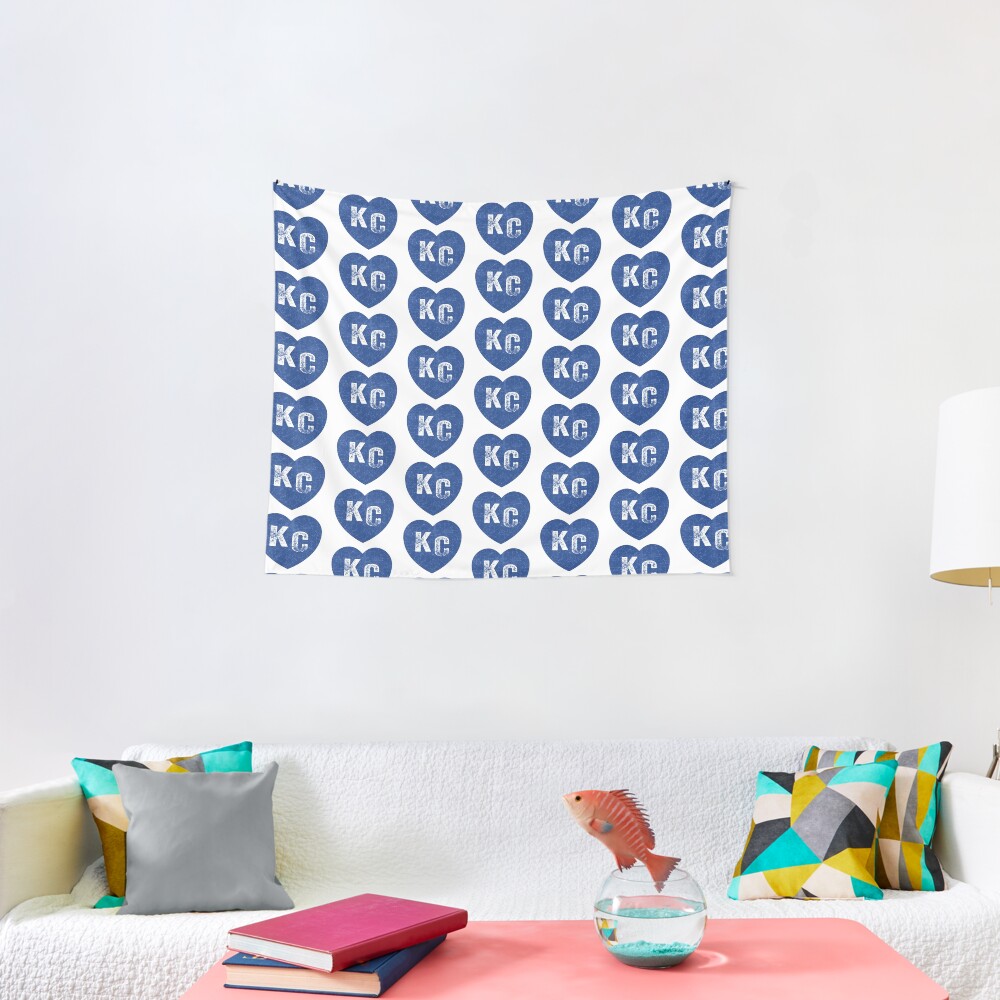 Royal Blue KC Blue Heart Kansas City Hearts I Love Kc heart Kansas city KC Face mask Kansas City facemask Tapestry