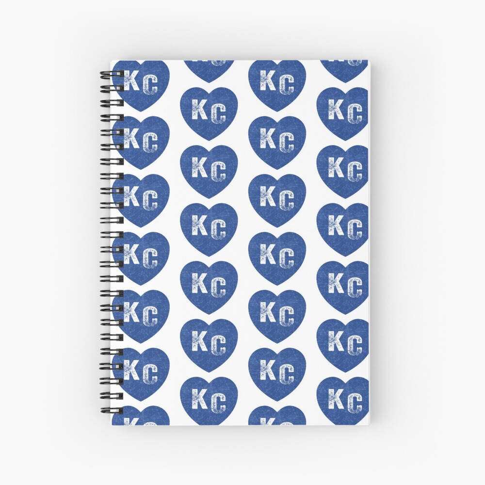 Royal Blue KC Blue Heart Kansas City Hearts I Love Kc heart Kansas city KC Face mask Kansas City facemask Spiral Notebook