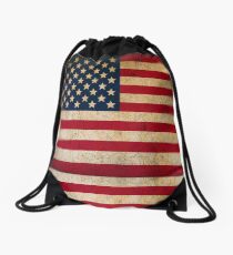 Vintage American Flag Drawstring Bag