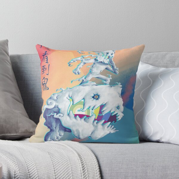 Takashi Murakami-Style Art, KIDS SEE GHOSTS Throw Pillow