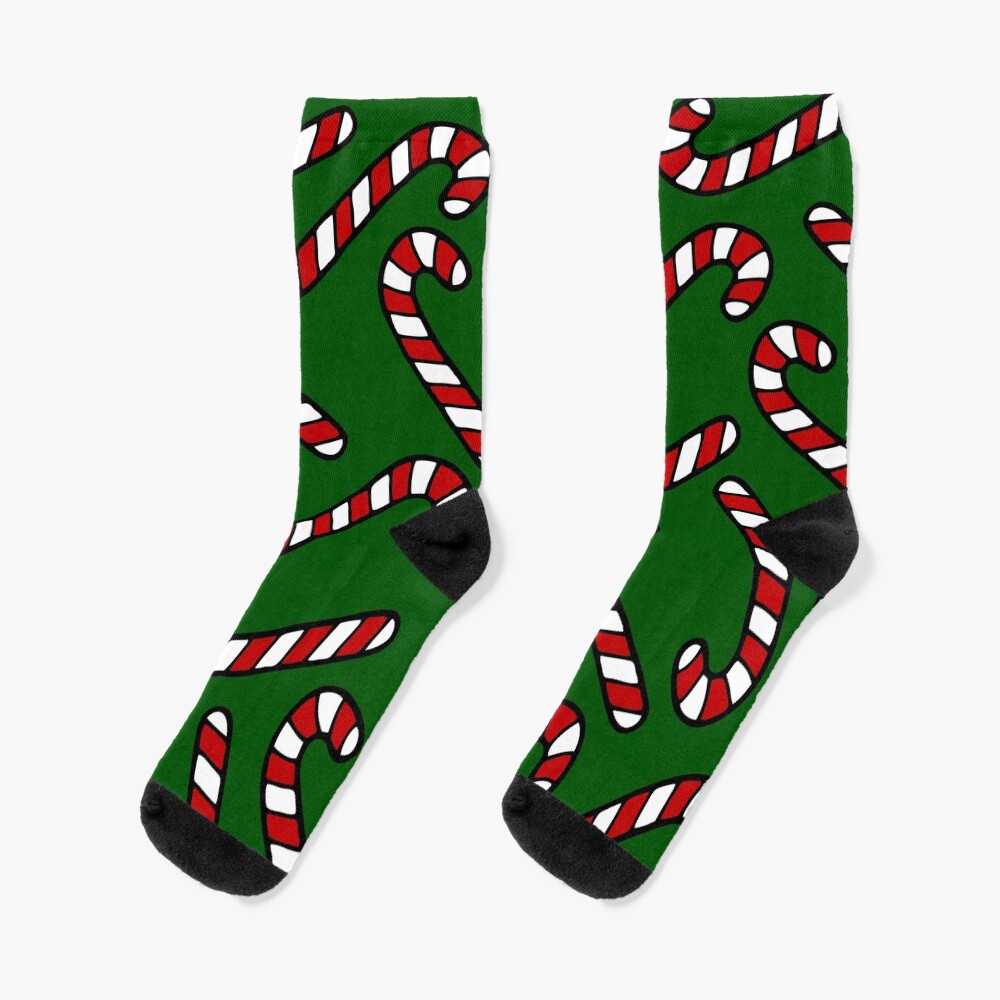 Candy Cane Pattern Dark Green Socks