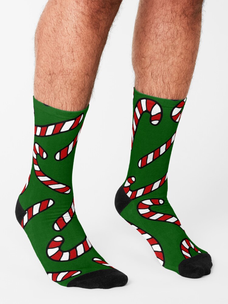 Alternate view of Candy Cane Pattern Dark Green Socks
