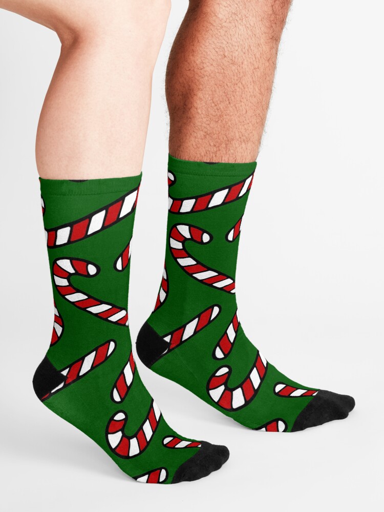 Alternate view of Candy Cane Pattern Dark Green Socks