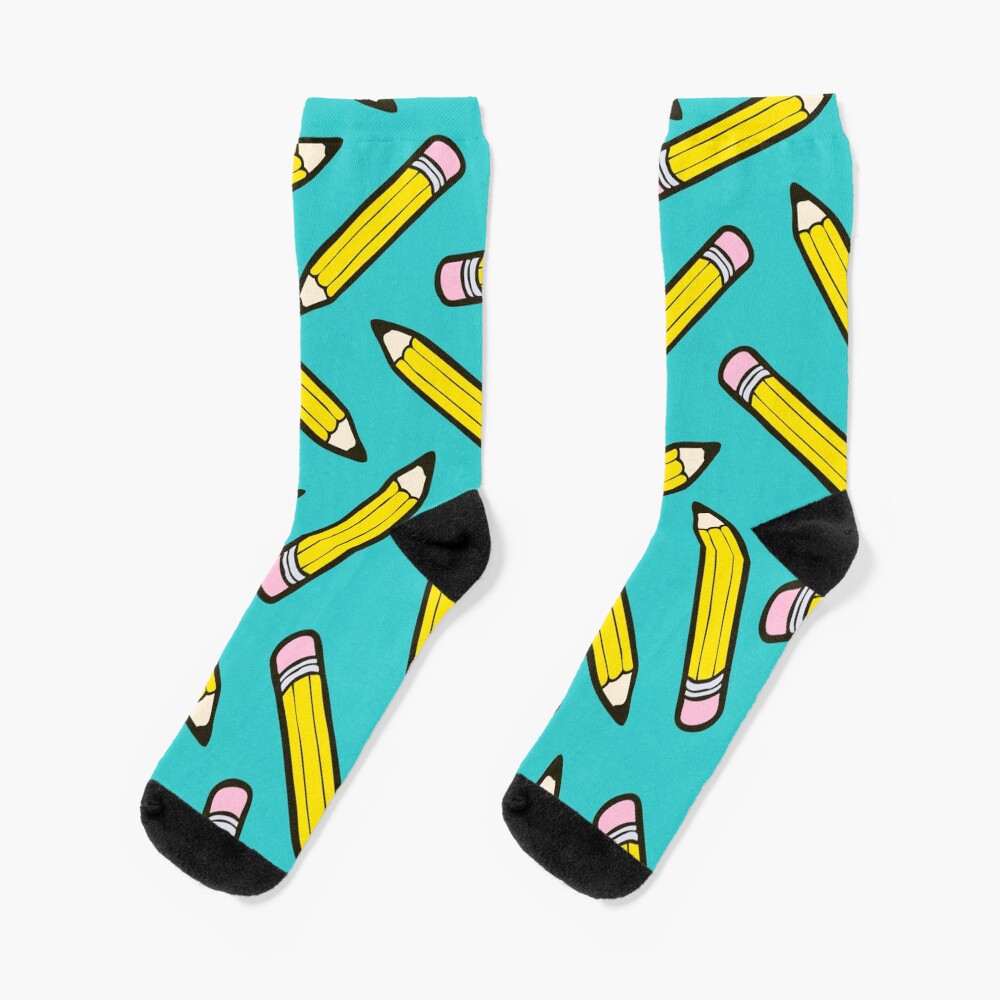 Pencil Power Blue Pattern Socks