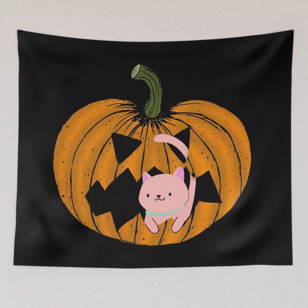 Item preview,  Halloween pumpkin and hand drawn cat designed and sold by Catcrea.