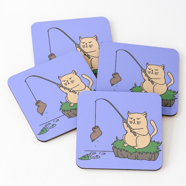 Item preview, Sad fishing Cat with Fishing rod - Funny fisherman gift designed and sold by IslandLakeTree.