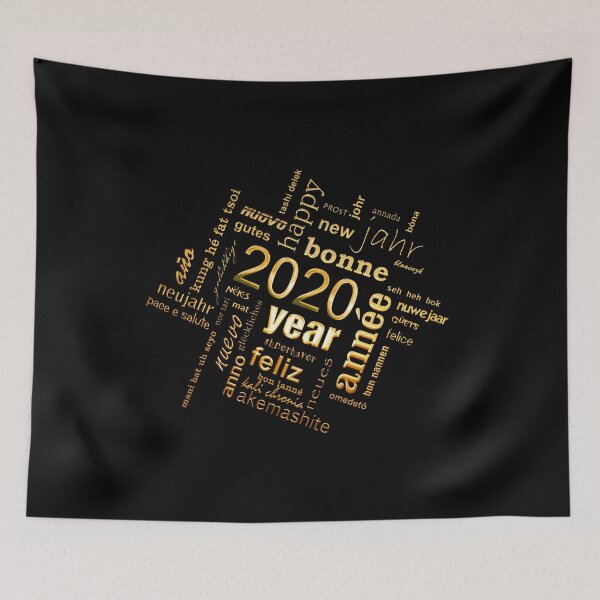 Item preview, Golden word cloud new year card designed and sold by Delphimages Art.