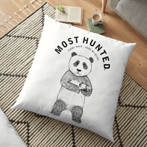 MOST HUNTED PANDA BEAR SAVE WILDLIFE Floor Pillow