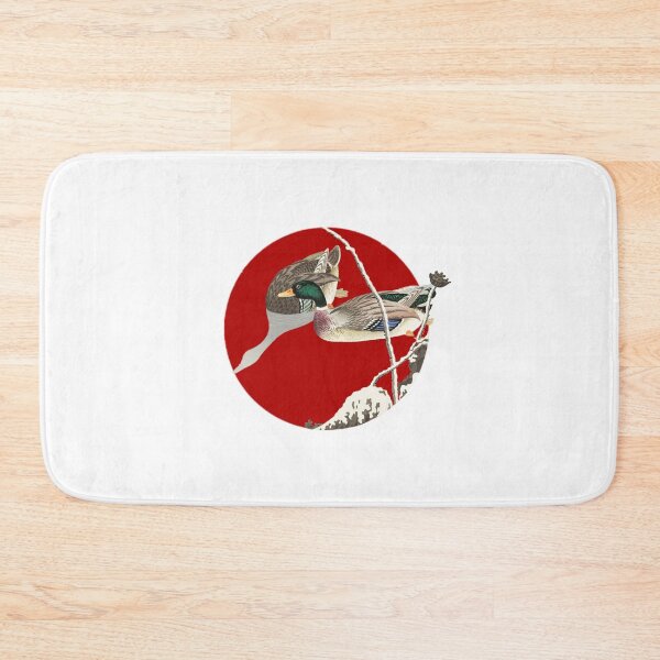 Item preview, Japanese Flag - Two Mallards near a Snow-Covered Lotus designed and sold by weavernap.