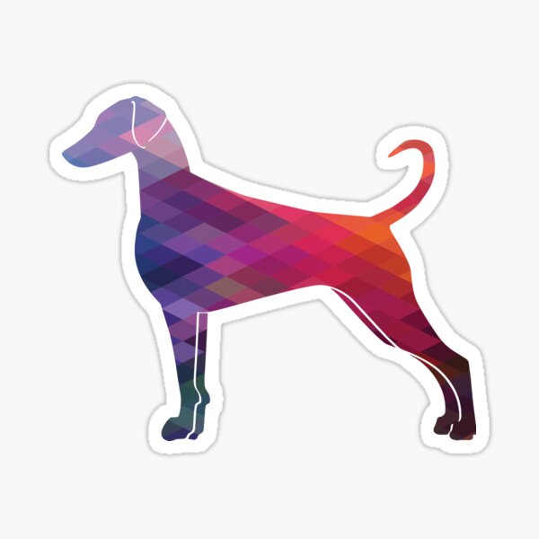 Doberman Pinscher Dog Breed Silhouette Geometric Pattern in Purple Sticker