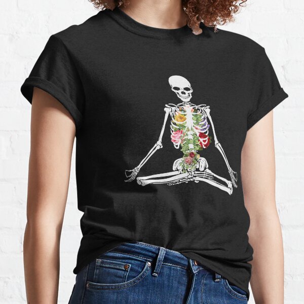 Yoga Skeleton - Rib Cage Flowers Classic T-Shirt