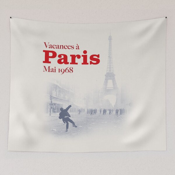 Item preview, ! Paris Revolt, May 68: 'VACANCES A PARIS': Throwing Rocks at the Police: Red Text ! designed and sold by Day Chapman.