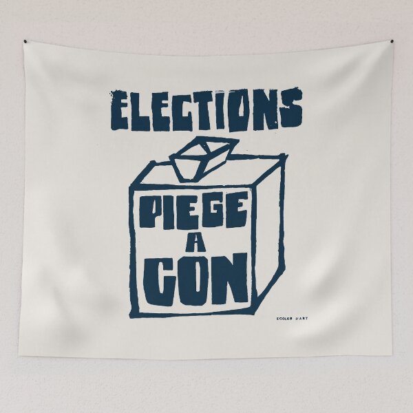 Item preview, ! Paris Revolt, May 68: 'ELECTIONS, PIEGE A CON': The Original in Deepest Blue on Bone White ! designed and sold by Day Chapman.