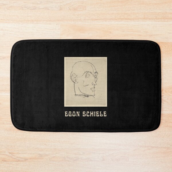 Item preview, Egon Schiele Fine Art Drawing Portrait of a Man (1914) with Schiele's Name in Cream on Black designed and sold by kierkegaard.