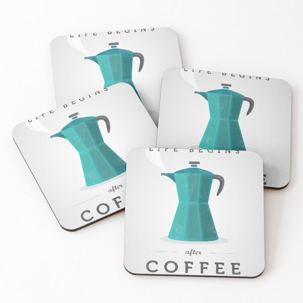 Item preview, Life begins after coffee. Teal coffee maker designed and sold by Latte Design.
