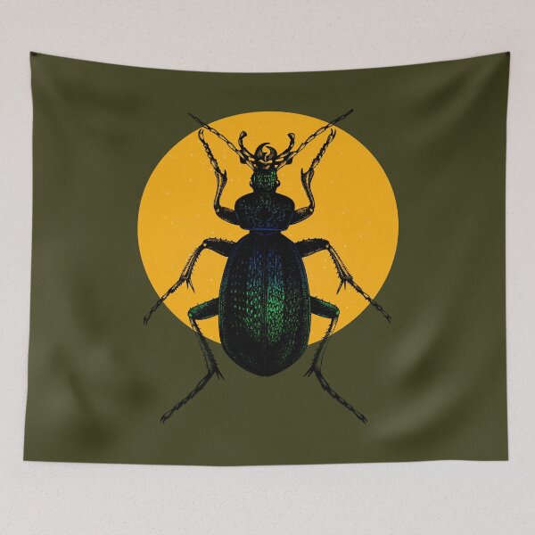 Item preview, Beetle on yellow circle and olive background designed and sold by FK-UK.