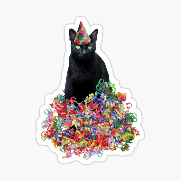 Black Cat Ribbons Sticker