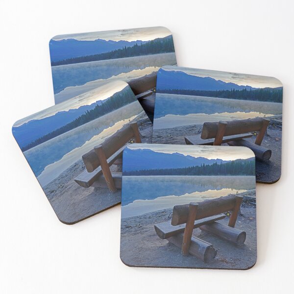 Item preview, Cavell Lake Wooden Bench Morning Jasper National Park Fall Leaves designed and sold by WayneOxfordPh.